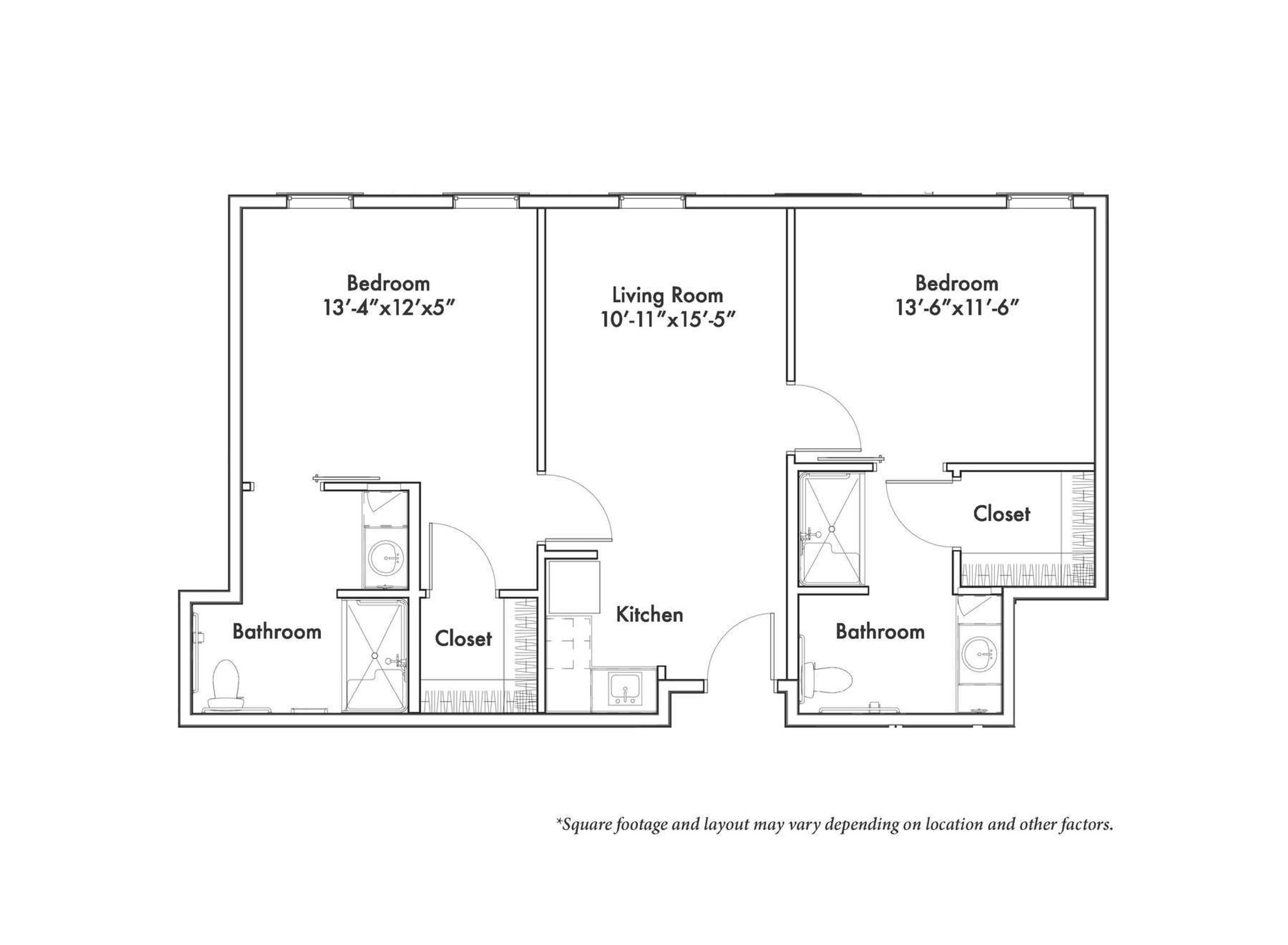 The Claiborne at Shoe Creek senior living community two-bedroom floor plan