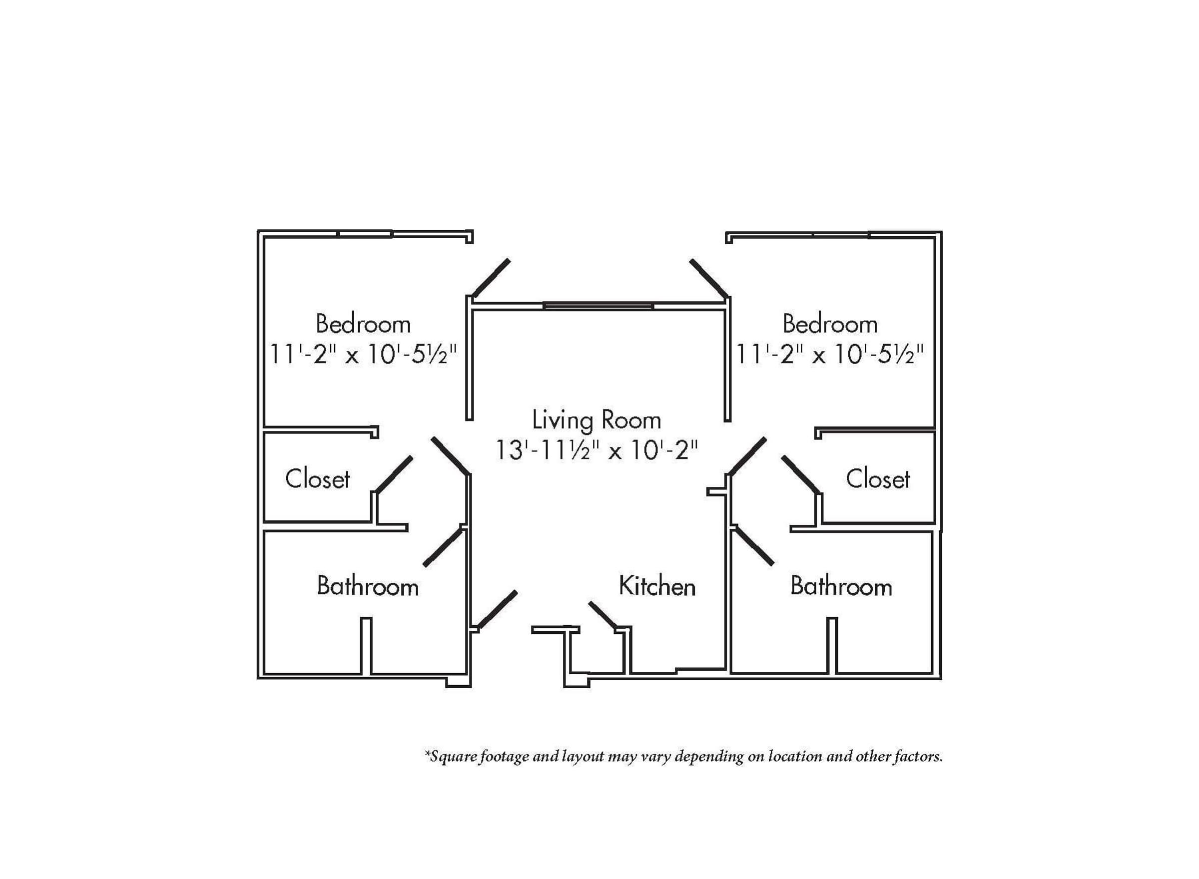The Claiborne at Thibodaux senior living community two-bedroom floor plan