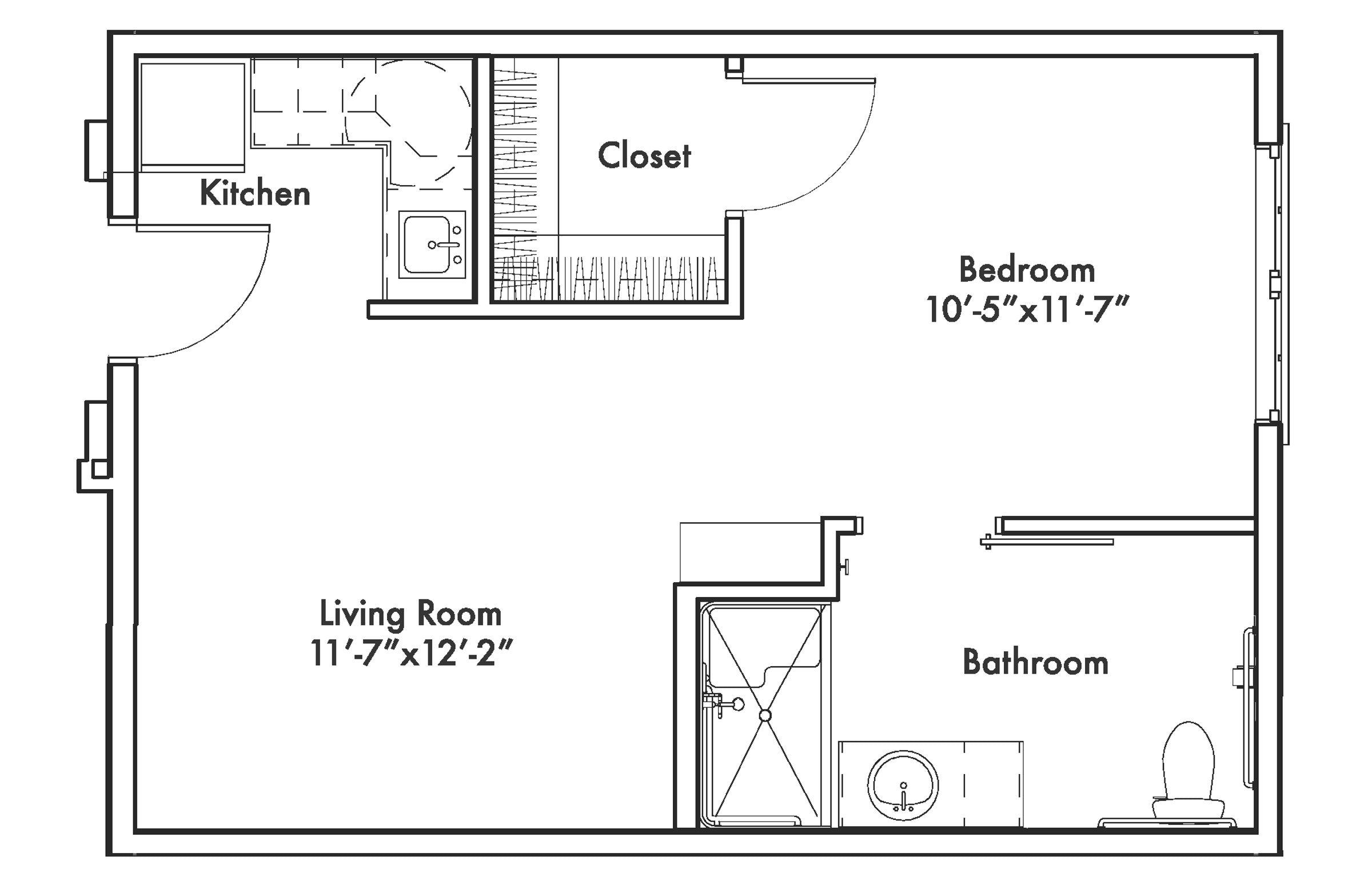 The Claiborne at Gulfport Highlands senior living community one-bedroom floor plan