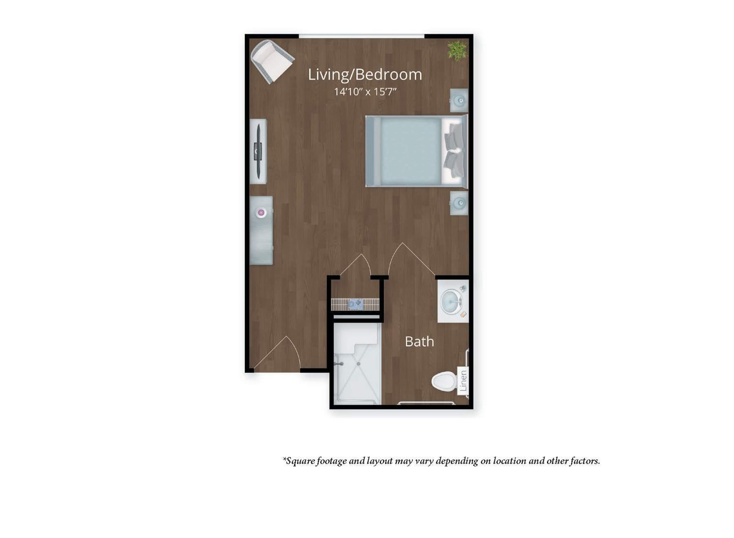 The Claiborne at Newnan Lakes senior living community suite floor plan