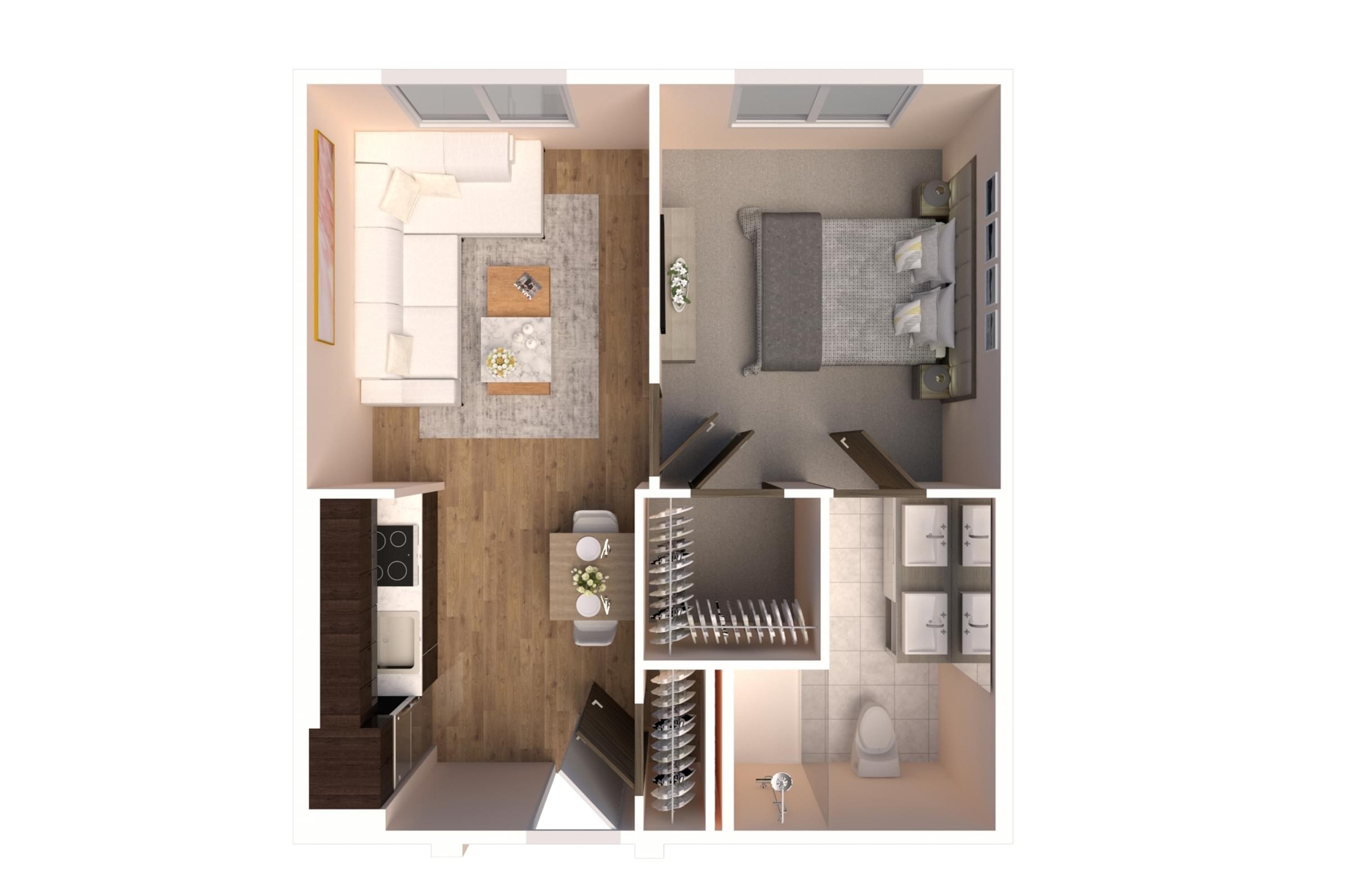 The Preserve at Meridian senior living community one-bedroom floor plan