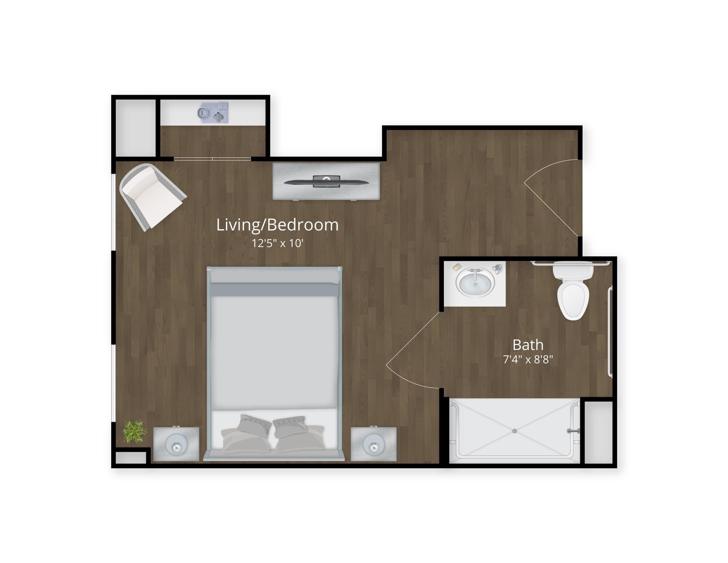 The Avaline at River Oaks senior living community suite floor plan