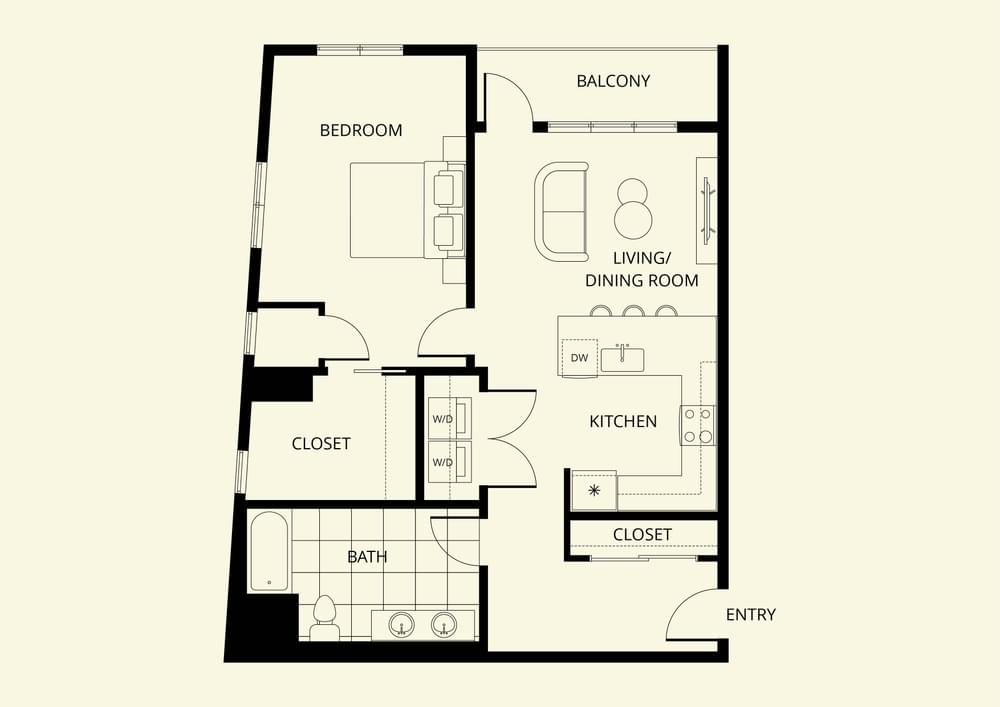 1 Bedroom floor plan image