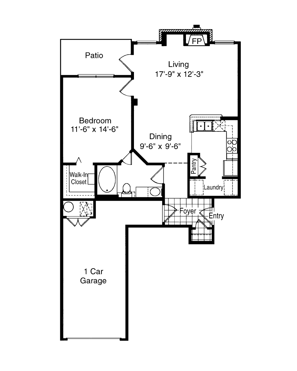 1 Bedroom floor plan image
