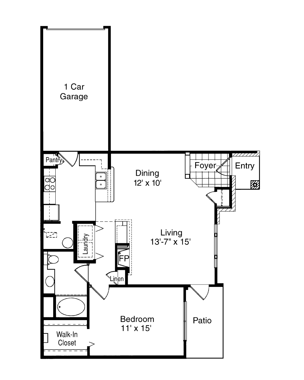 1 Bedroom floor plan image