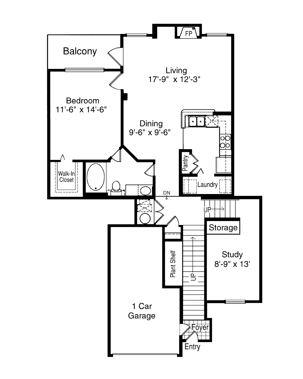 1 Bedroom floor plan image