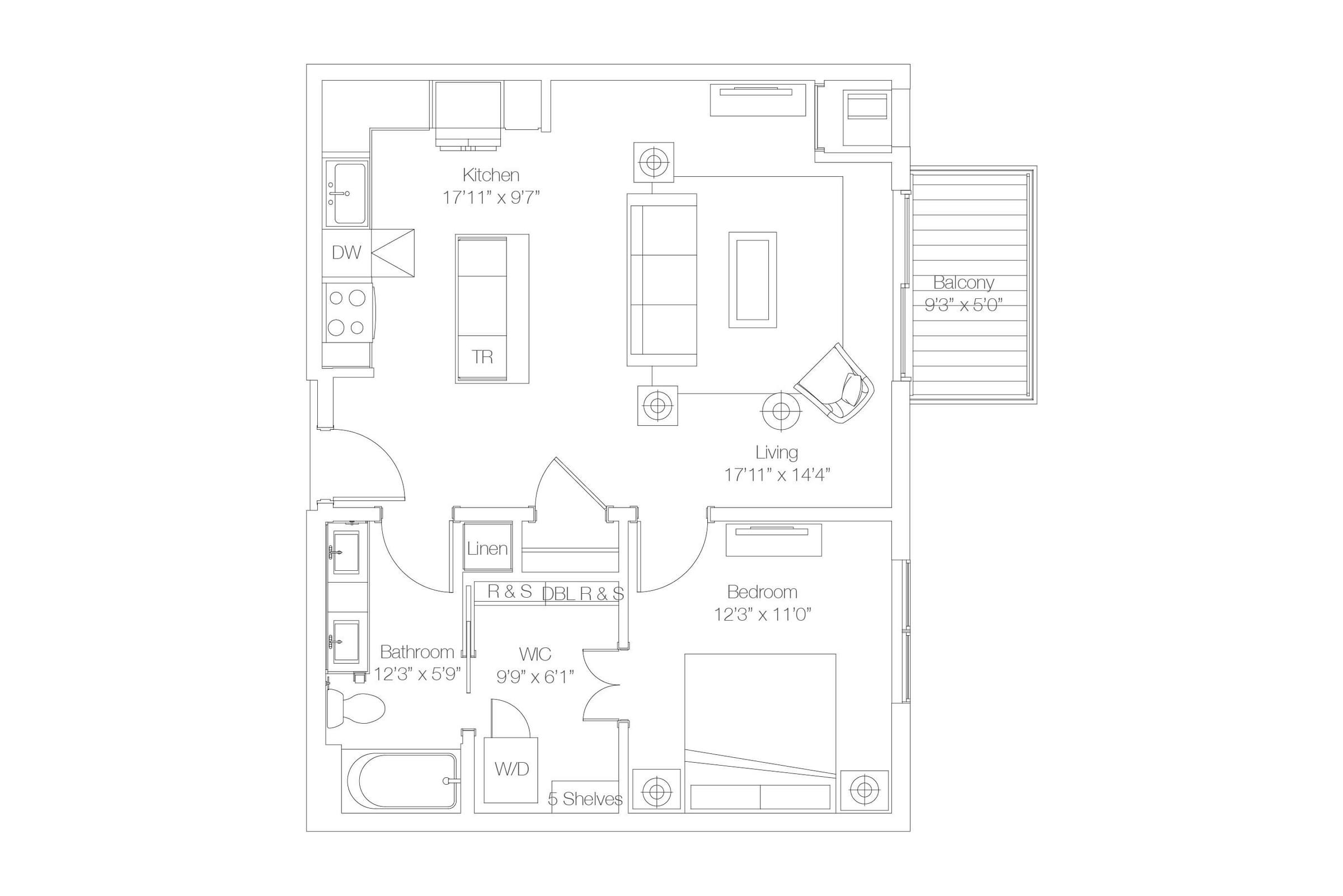 1 Bedroom Floor Plans 