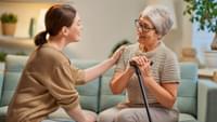 Elderly patient and caregiver