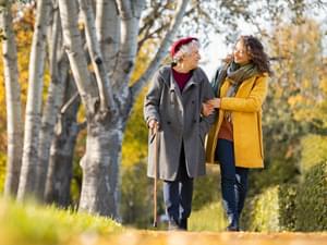 Elderley Woman Daughter Walking