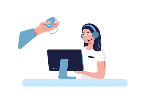 SureSafe Customer Service with Computer and SureSafeGO in Hand Illustration