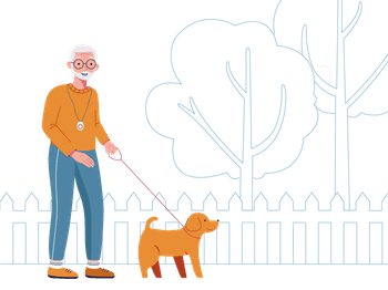 SureSafe Man with SureSafeGO Walking Dog Illustration