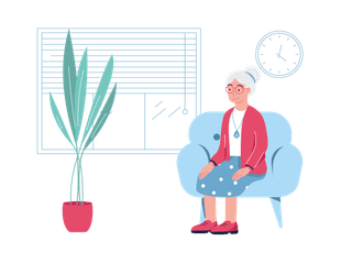 SureSafe Woman on Chair with Plant Illustration