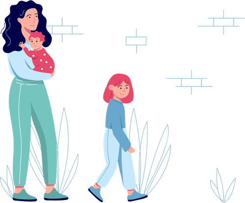 Sure Safe Woman with Baby and Daughter Illustration Footer Left