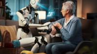 Robotic Assistant Helping Elderly Woman