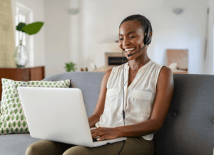 Mature black woman working from home