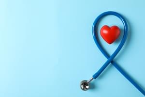 Stethoscope and heart on blue background top view 2021 09 02 20 15 24 utc