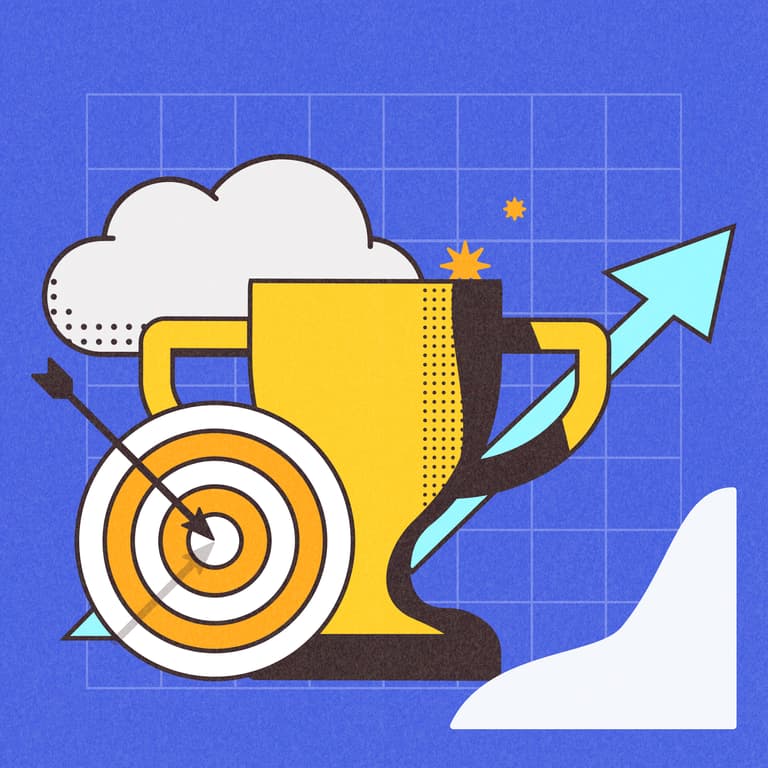 Trophy, bullseye, and upward-facing arrow, all indicating the winning impact measuring accounts receivable KPIs can have