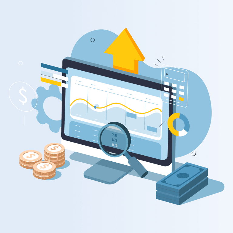 Computer screen with data visualizations that represent the accounts receivable turnover ratio metric