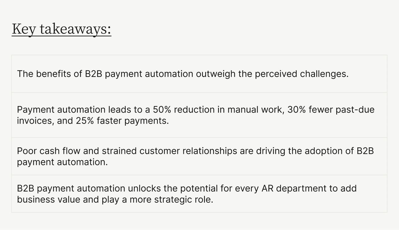 Key takeaways: why B2B payment automation is a top priority for CFOs
