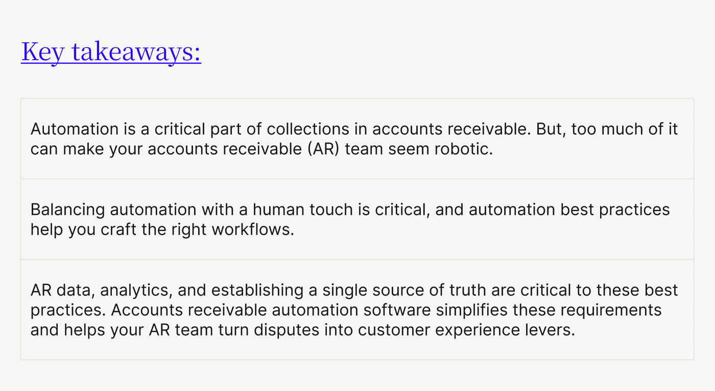 Key takeaways: how to solve complex accounts receivable disputes with these 5 automation best practices