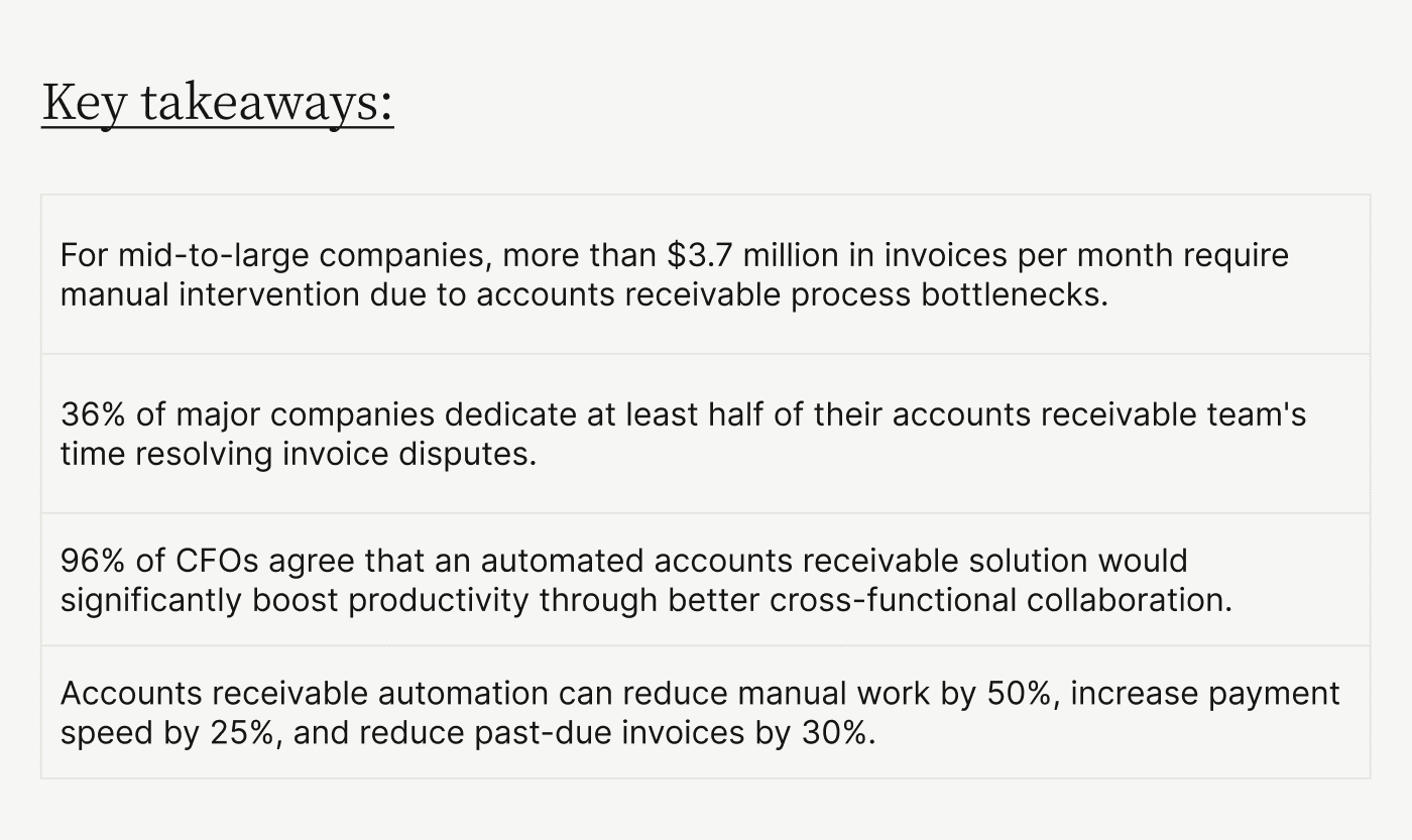 Key takeaways: automated accounts receivable solutions boost cash flow and increase efficiency