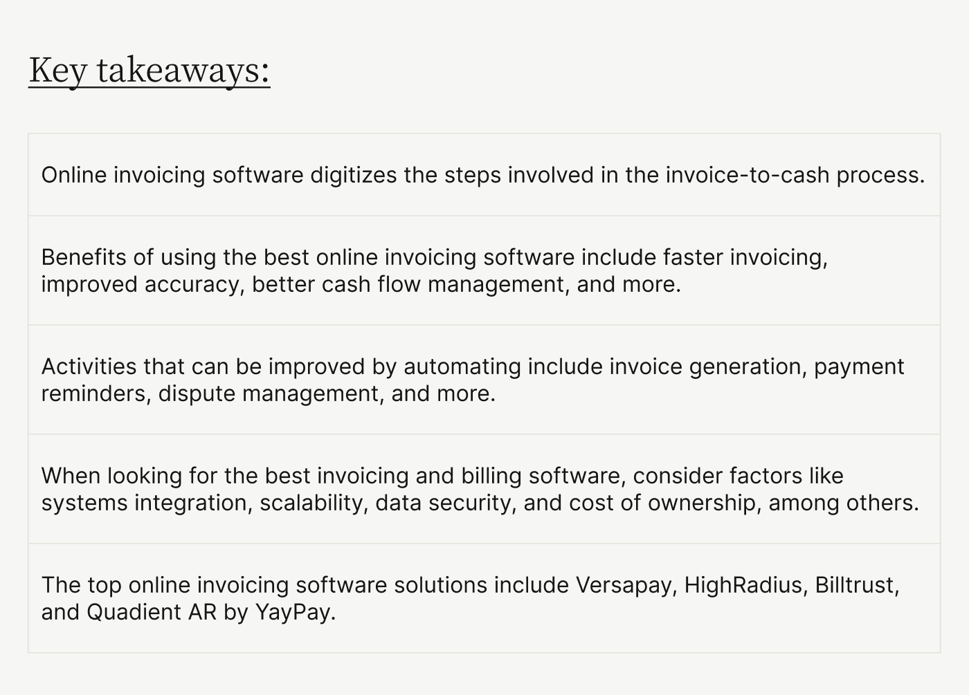 Key takeaways: how to choose the best online invoicing software