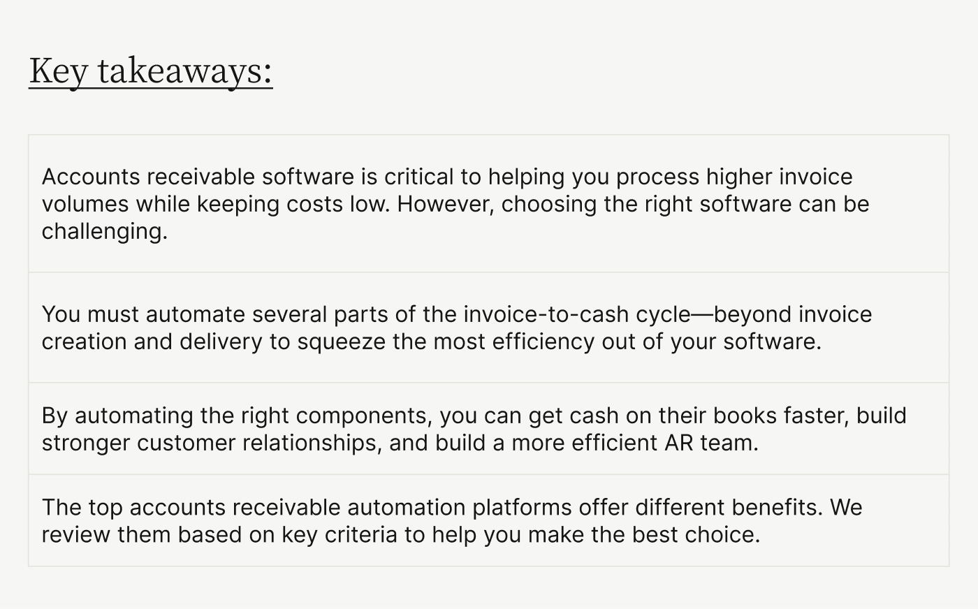 How to choose the best accounts receivable software: key takeaways