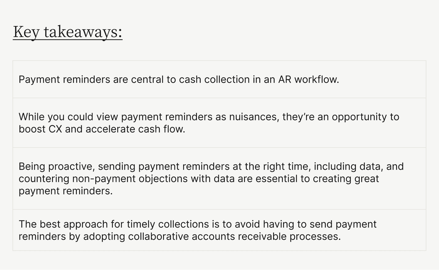 Key takeaways: payment reminders