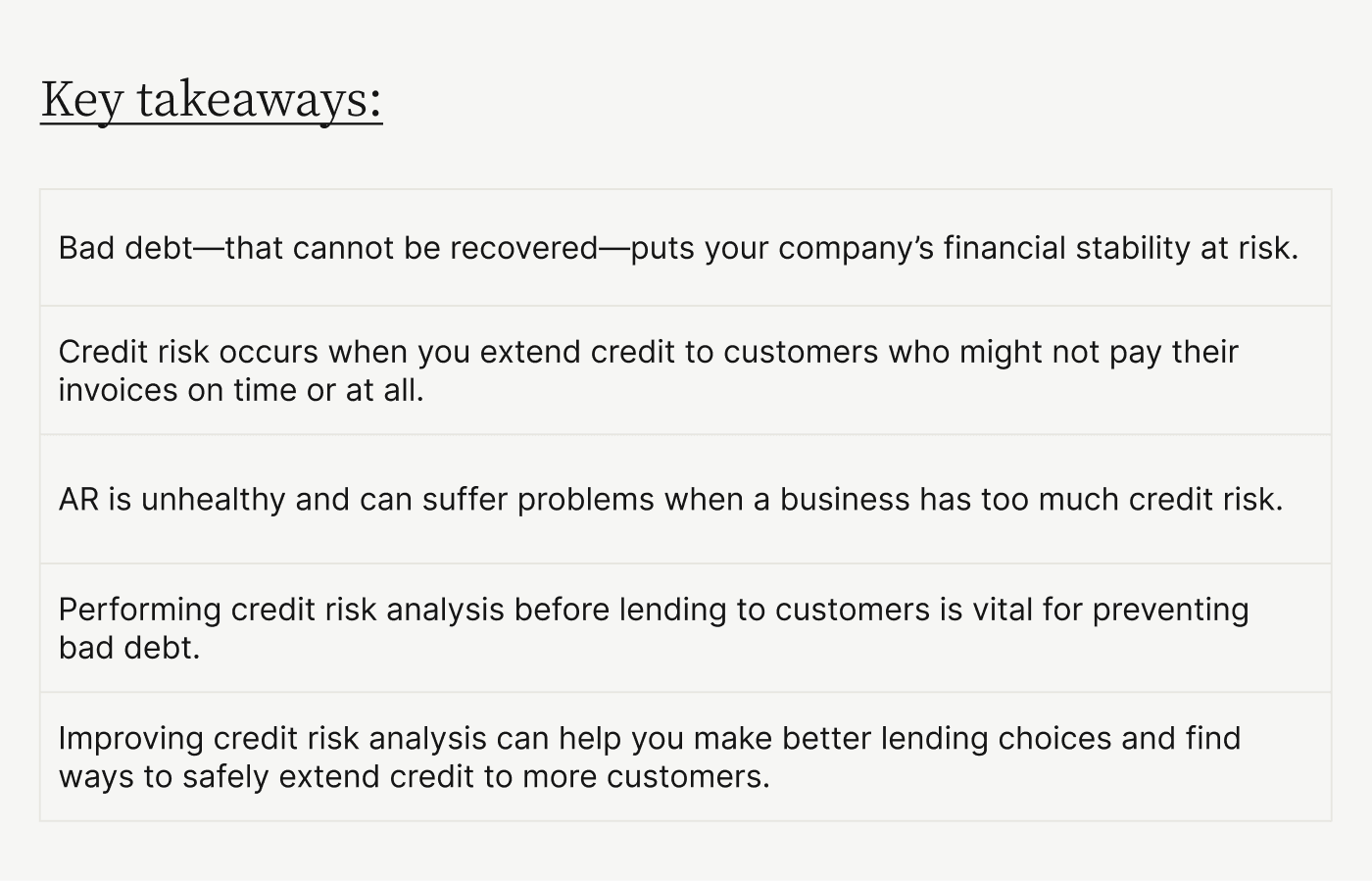 Credit risk analysis: key takeaways
