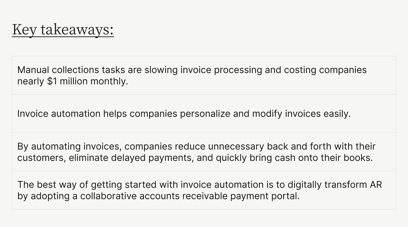 Importance of automated invoicing, key takeaways