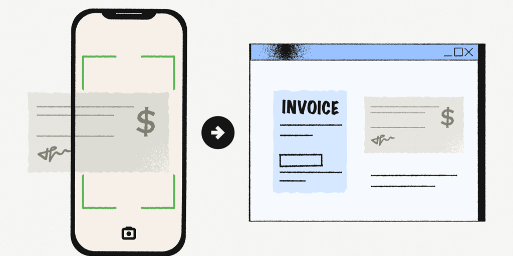Mobile device capturing text on a check, and converting it into a machine-readable text format