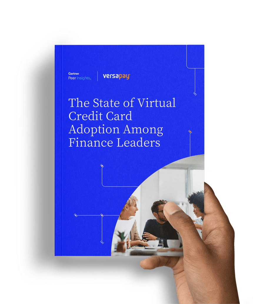Hand holding the State of Virtual Credit Card Adoption Among Finance Leaders report