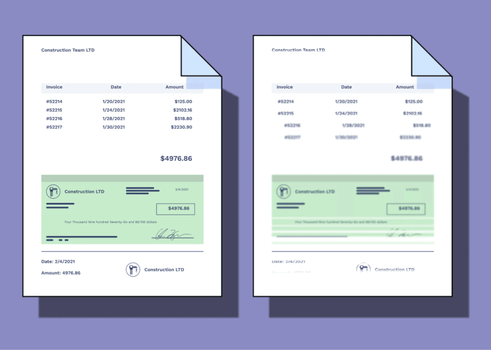 Example of an incomplete remittance advice slip