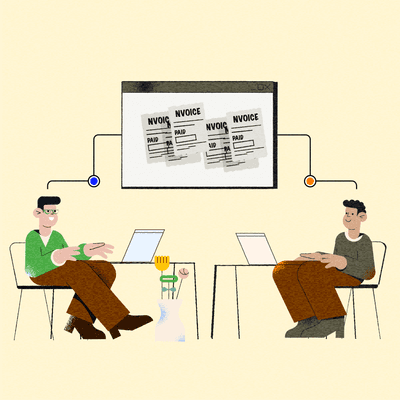 Electronic invoices shared through a collaborative accounts receivable payment portal