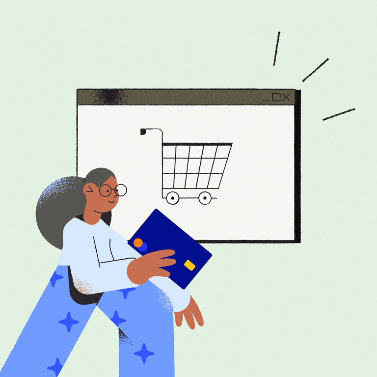 Person makes an ecommerce purchase through an online payment gateway using a credit card