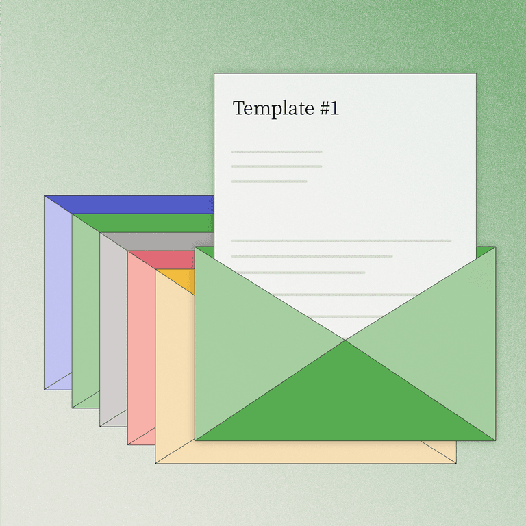 Collections email templates stacked on top of each other