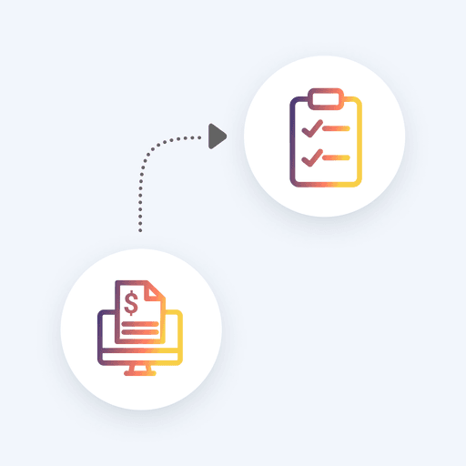Illustrated icons depicting a checklist and computer monitor