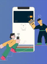 A virtual card depicted on a mobile device