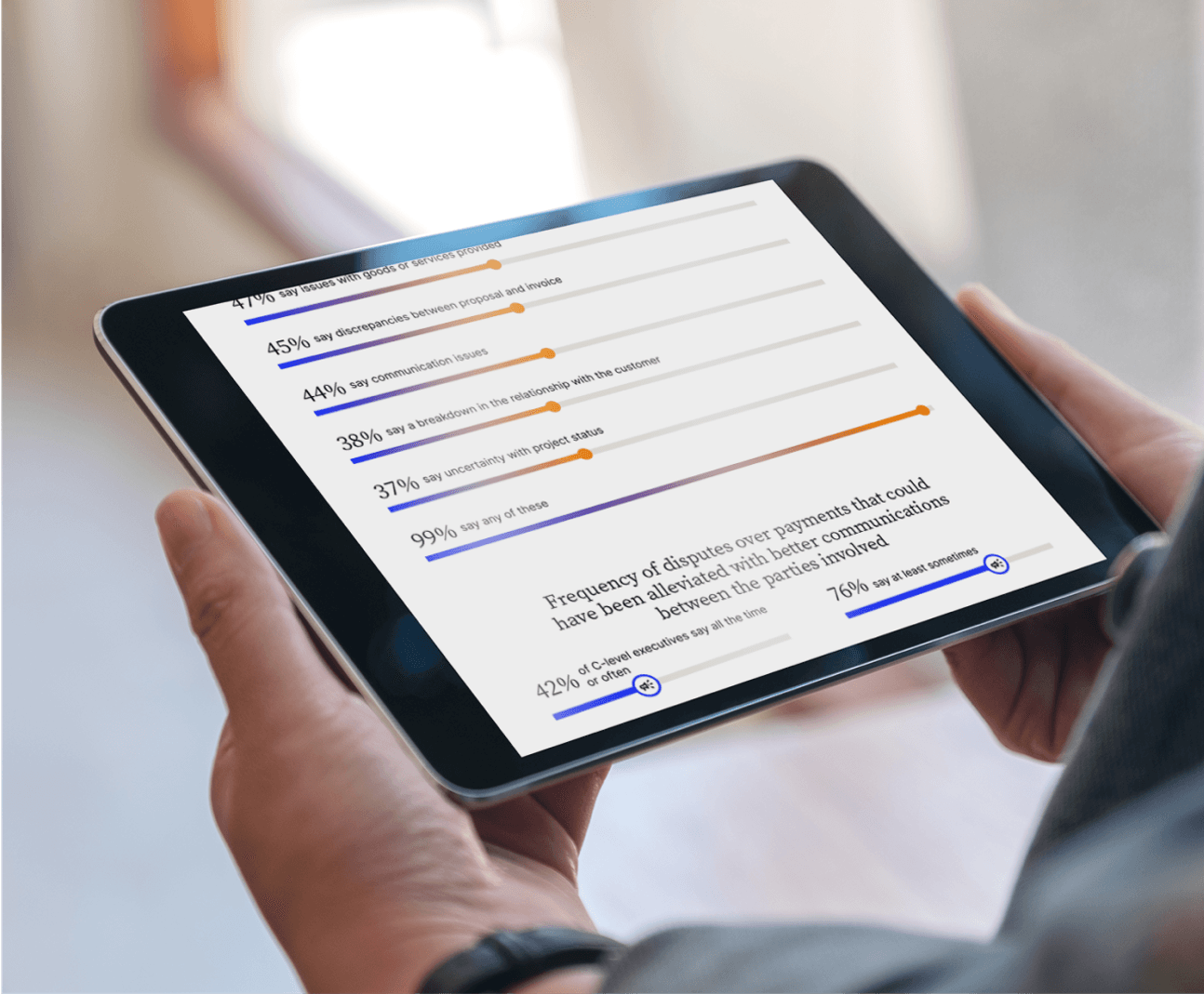 The State of Accounts Receivable Digitization in Manufacturing report displayed on a tablet