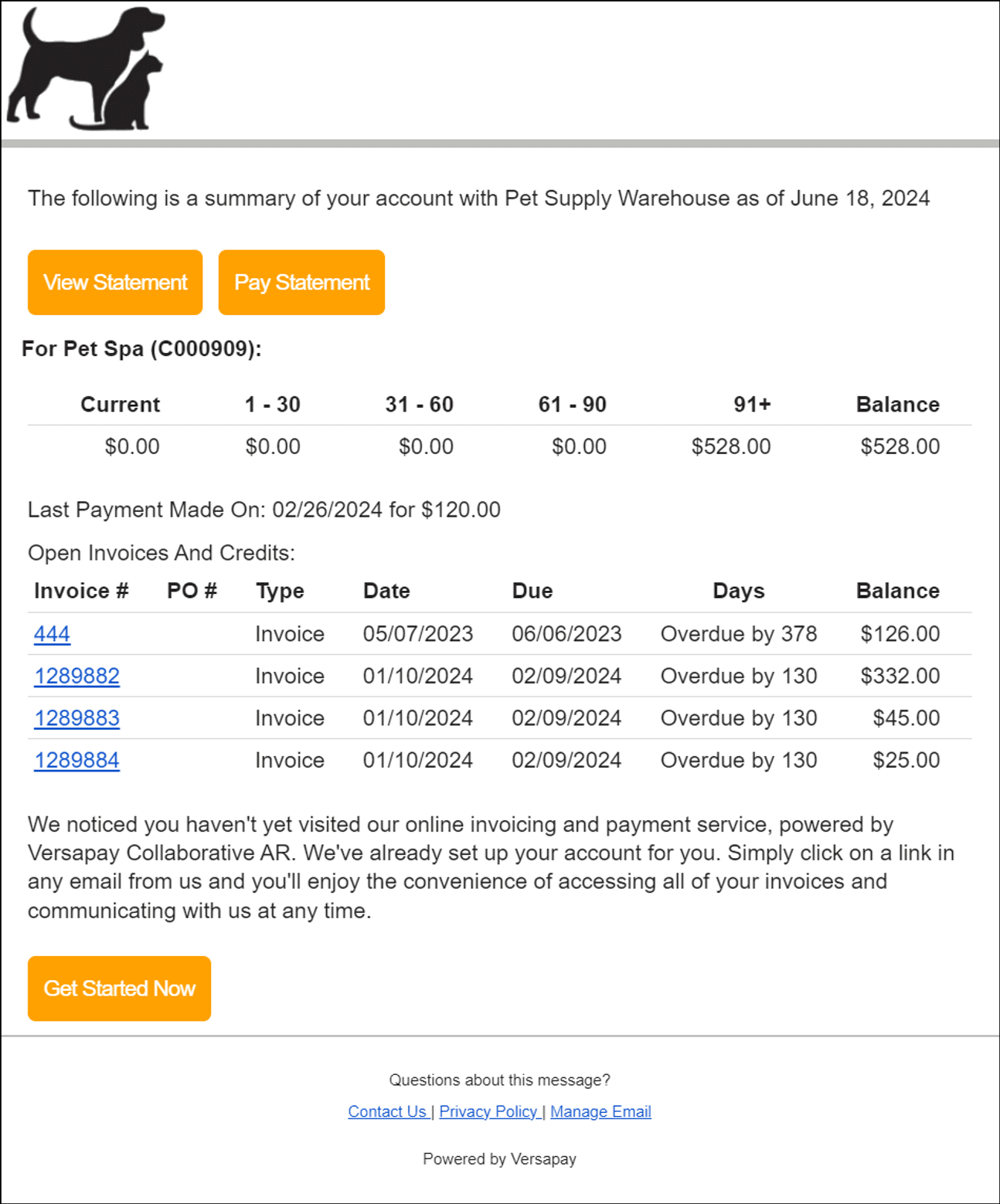 Statement notification