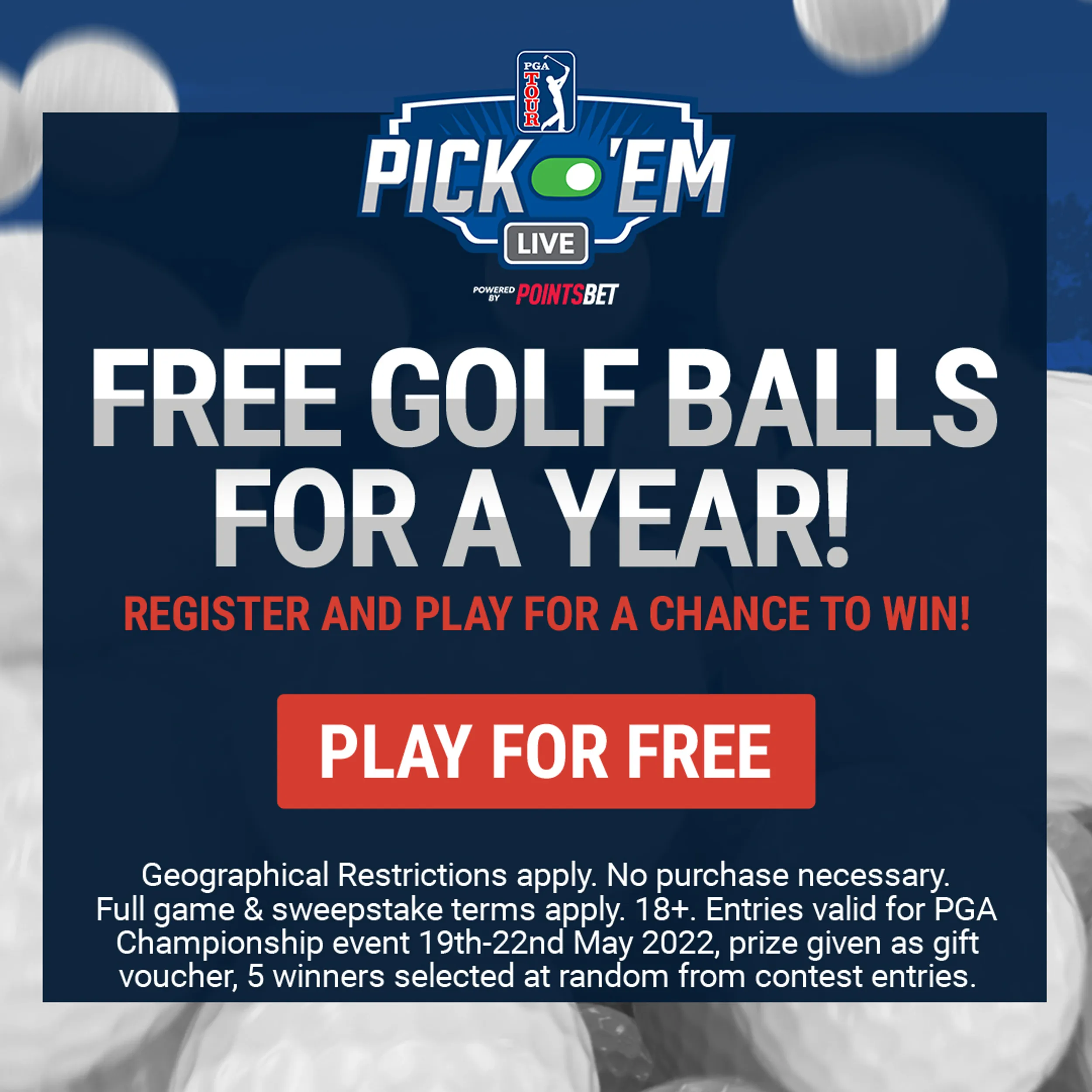 PGA Pickem FREE GOLF BALLS 1x1