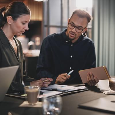 Man and woman going over documents