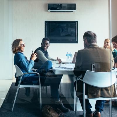 Employees in a meeting room