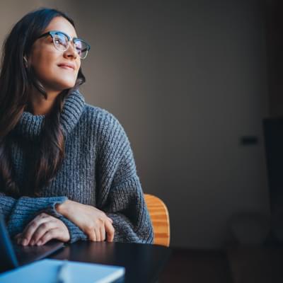 Woman working on a laptop