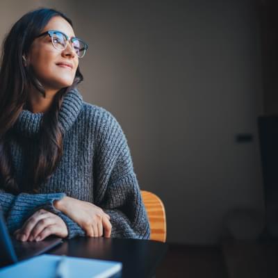 Woman working on a laptop