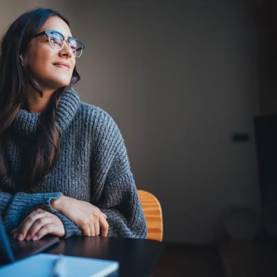 Woman working on a laptop
