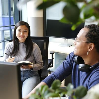 Work colleagues at their desk
