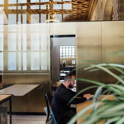 Working on a laptop indoors