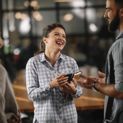 Employees talking