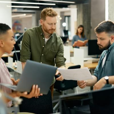 Group discussion with employees